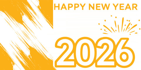 grunge background happy new year 2026 white yellow
