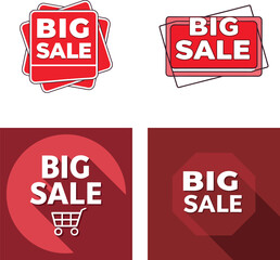 Bold white lettering on red sale signs vector