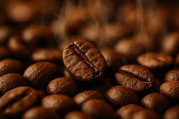 Fototapeta premium Latvia, Kandava, 2025-08-23, Latvijas kauss An intricate dance of light and shadow on a sea of roasted coffee beans, each with its own unique story etched into its surface