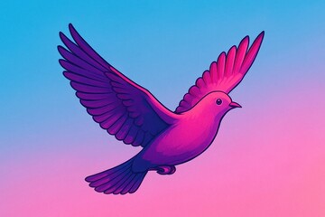 Obraz premium Latvia, Kandava, 2025-08-23, Latvijas kauss A Pink Bird in Mid-Flight Against a Gradient Sky