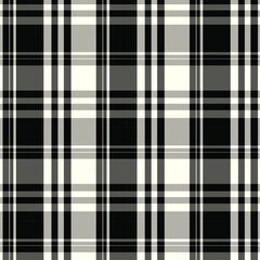 Black and White Check Plaid Seamless Vector Pattern for Fashion Fabric Design