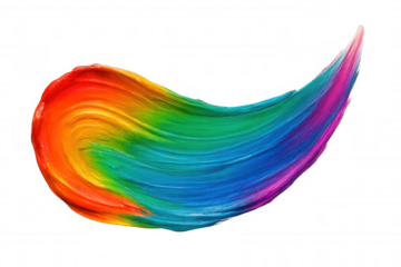 Rainbow paint brush stroke creating an abstract colorful textured banner and artistic design element