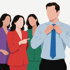 Fototapeta premium A group of business professionals in a modern, faceless vector illustration