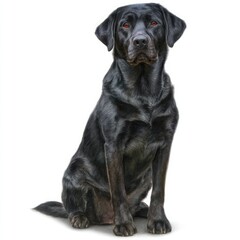 Obraz premium Black Labrador Retriever Dog with Red Eyes on White Background
