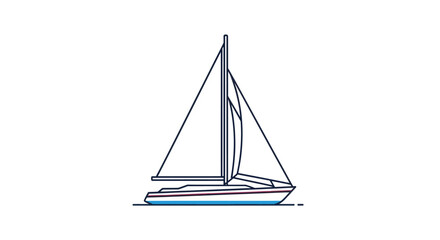 Simple Line Drawing of a Sailboat with Two Sails.