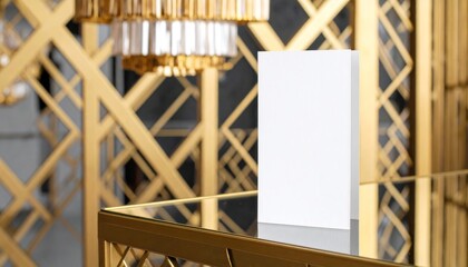 Blank menu or card mockup on gold luxury background.