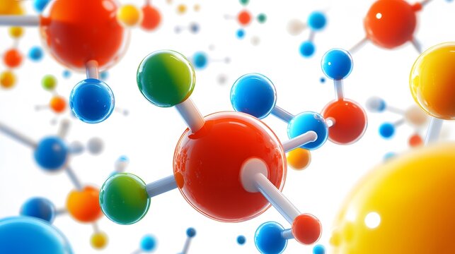 Molecular structure abstract, science and medical concept of colorful atoms.