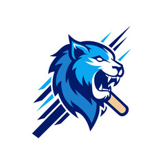 ferocious lion mascot cricket logo roaring lion head icon.
