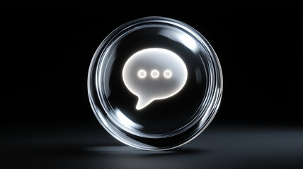 Single glass chat symbol encapsulated in a round form represents private messaging notification and secure communication focus for streamlined digital interaction.
