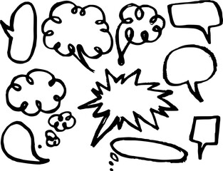 black and white speech bubbles Hand-drawn black and white speech bubbles