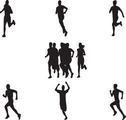 Fototapeta premium Running Silhouettes of People Participating in Sports and Fitness Activities