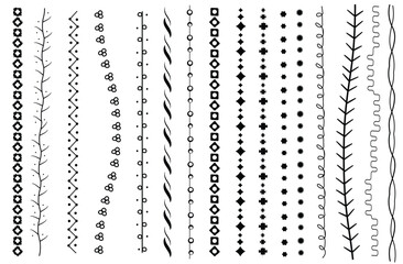 Hand-Drawn Decorative Border collection Set  Floral vector Geometric & Abstract Styles dividers

