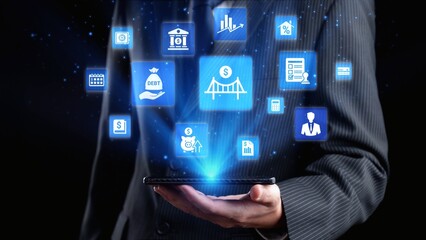 Loan icons represent debt, repayment, and financial planning. Loan supports banking, loan connects credit with payment systems, and loan helps manage interest effectively. Gist