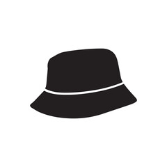 Bucket hats vector silhouette icon, black and white illustration of footwear.