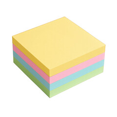 Colorful Sticky Notes Stack for Organization and Planning at Workspace on Transparent Background