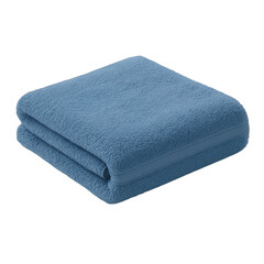 Folded Blue Towel with Soft Texture on Transparent Background