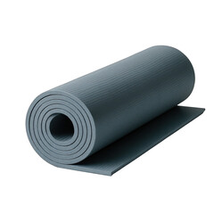 Rolled Gray Yoga Mat with Textured Surface for Fitness and Exercise at Home or Gym