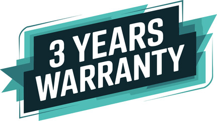 Vector art of 3 years warranty badge with teal and blue accents