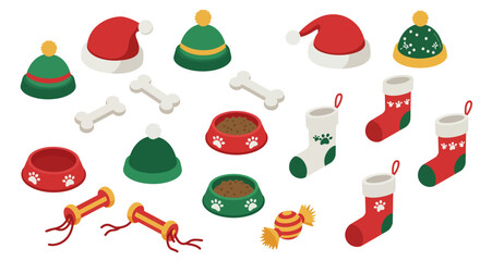 Colorful festive pet accessories collection for holidays