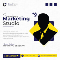 Creative Marketing Studio Social Media Post Template | Modern Business Training Flyer Design
