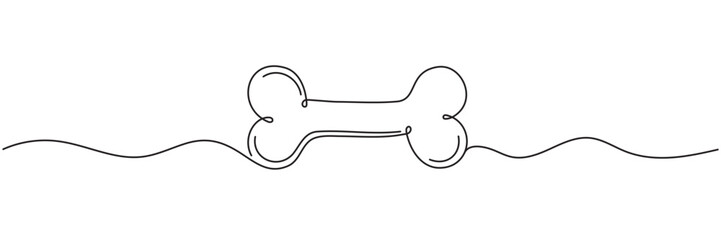 Continuous one line drawing of Bone vector illustration. Editable outline.