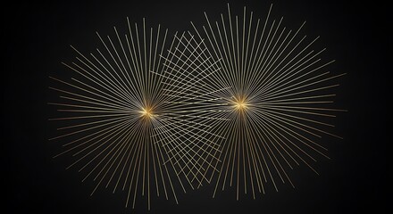 Abstract golden light bursts with radial patterns against a dark background