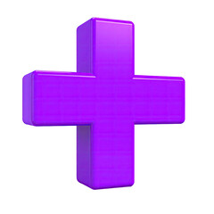 Fototapeta premium 3D, glossy, purple cross shape with a slight edge, against black background