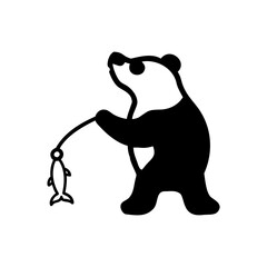 Bear Fishing Silhouette - Wildlife Hunter Logo