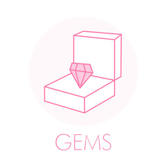 Wedding Ring Icon - Diamond Engagement - Jewelry Box - Precious Gem - Anniversary Bling