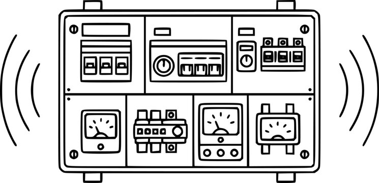 Outline vector illustration of an electrical switchgear panel
