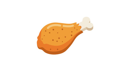 Crispy fried chicken drumstick icon in flat style on white background