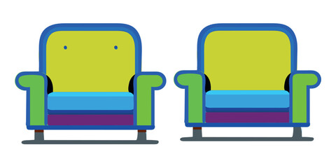 Colorful Modern Armchairs on White Background

Vibrant Pop Art Style Lounge Chairs Illustration

Symmetrical Pair of Multicolor Armchairs – Vector Design

Bright Retro Armchairs with Geometric Color B