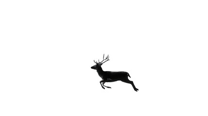 Fototapeta premium Deer silhouette leaping against transparent background artistic rendering