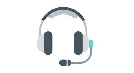 Modern flat design headset icon with microphone.