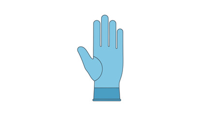 A simple flat vector illustration of a single light blue disposable medical glove.