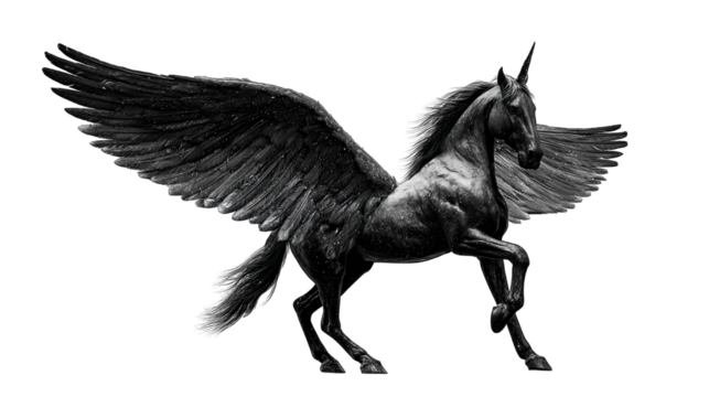 Majestic winged horse illustration mythical creature with transparent background