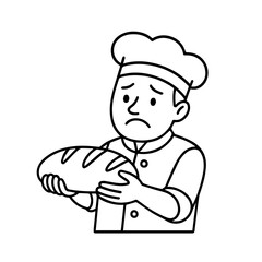 outline icon sad baker with bread vector on a white background
Vector line icon of joy and sadness emotions on a white background