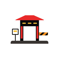 A colorful toll booth vector art illustration