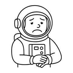 Obraz premium outline icon sad astronaut in a spacesuit vector on a white background Vector line icon of joy and sadness emotions on a white background
