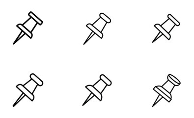 Push Pin Icon Set | Minimal Vector Outline of Pushpins for Notes and Maps