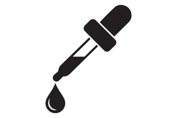 Dropper vector icon with a drop. Isolated illustration. Vector Black silhouettes. with white background
