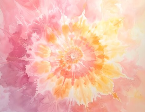 Abstract Watercolor Spiral - A Gentle Dance of Pink, Orange, and Yellow.