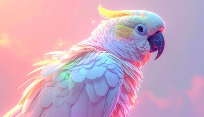 Obraz premium the luminescent mirage a parrot born from pastel rainbows and glass feathers