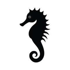 Seahorse Silhouette Marine Animal Icon On White Background