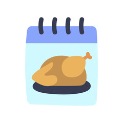 Thanksgiving Day Calendar with Turkey Icon