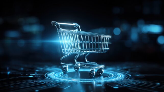 Futuristic online shopping technology concept
