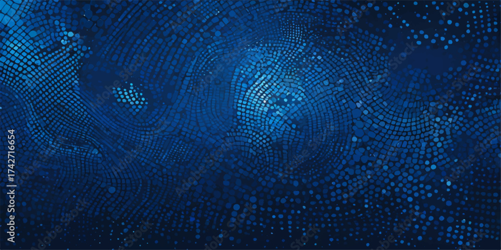 Wall mural abstract blue binary code technology tunnel pattern illustration