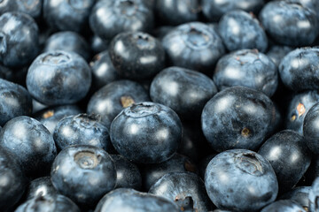 Blueberry Pile Macro Background. Healthy Vegan Superfood.