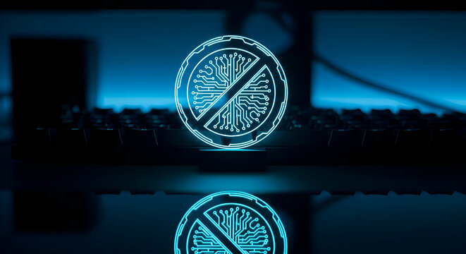 Digital Restriction Graphic Symbolizing Ban, Prohibition, Or Technological Limitation In Cyberspace - Powered by Adobe