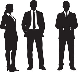 Illustration of silhouette of three business people standing